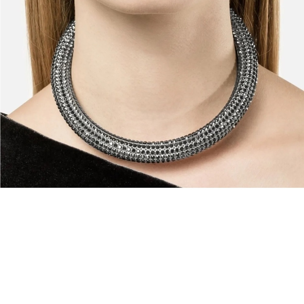 SWAROVSKI & CHRISTOPHER KANE: SKINNY DOUBLE BOLSTER, JET/ HEMATITE
